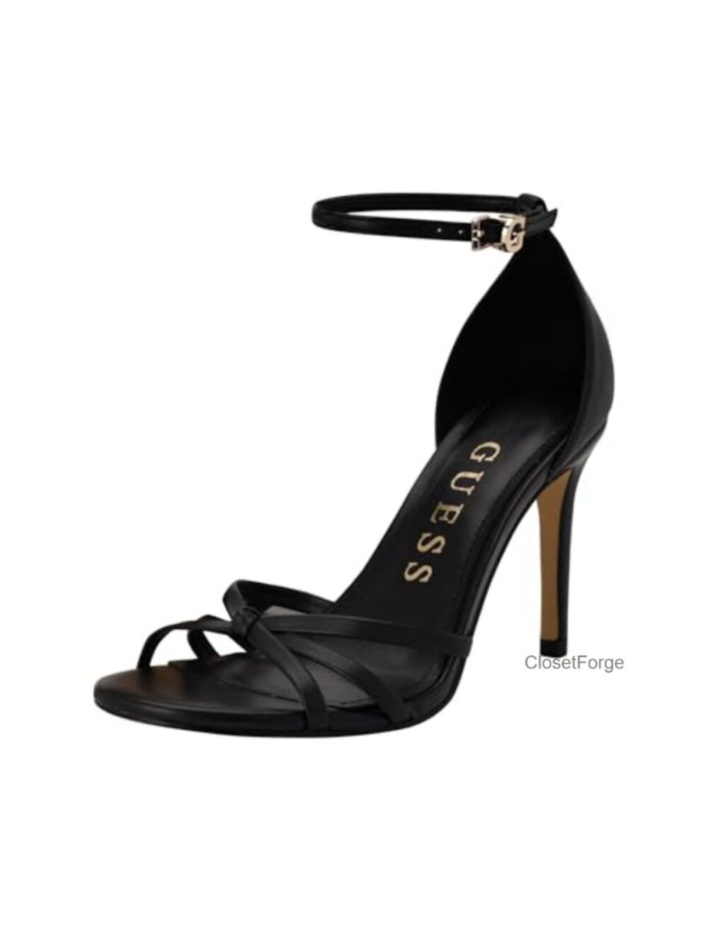 Open Toe Stiletto Heeled Sandal Faux-Leather Ankle Strap Formal